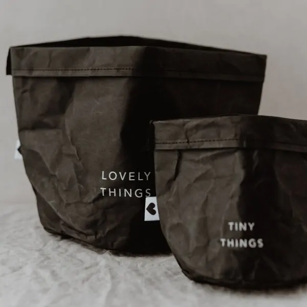 Paper bag "Lovely & Tiny" set of 2 black - Eulenschnitt - Article Picture 1
