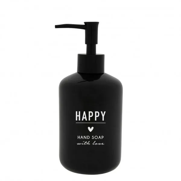 Distributeur de savon avec inscription "HAPPY" noir - Bastion Collections - Photo de l'article 1