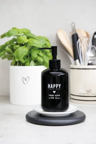 Distributeur de savon avec inscription "HAPPY" noir - Bastion Collections - Photo de l'article 2
