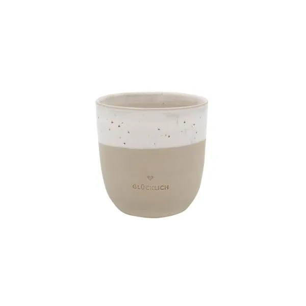 Stoneware mug "GLÜCKLICH" small - handmade - Eulenschnitt