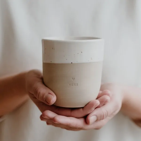 Stoneware mug "HERS" - handmade - Eulenschnitt - Article Picture 1