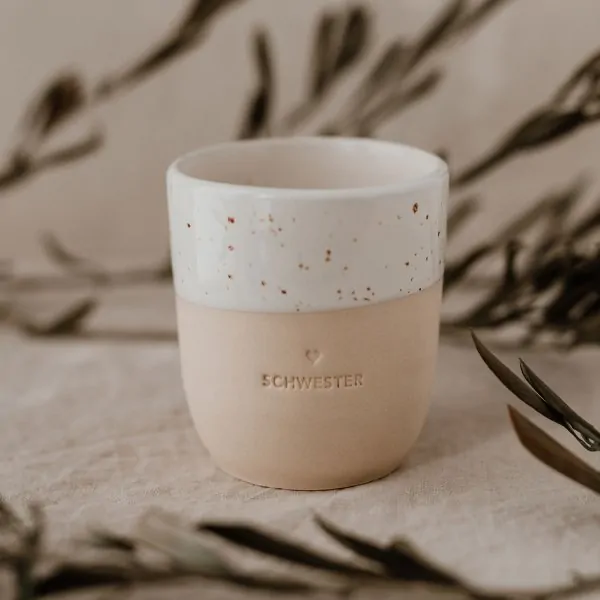 Stoneware mug "SCHWESTER" - handmade - Eulenschnitt - Article Picture 1