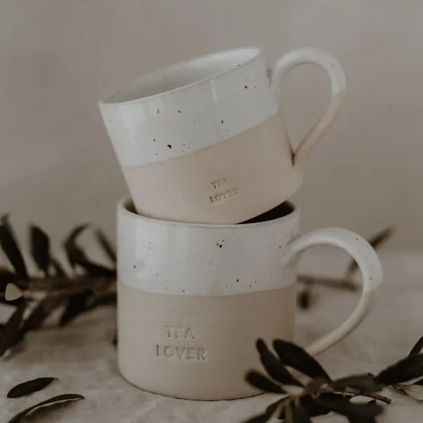Stoneware cup "Tea Lover" large - handmade - Eulenschnitt