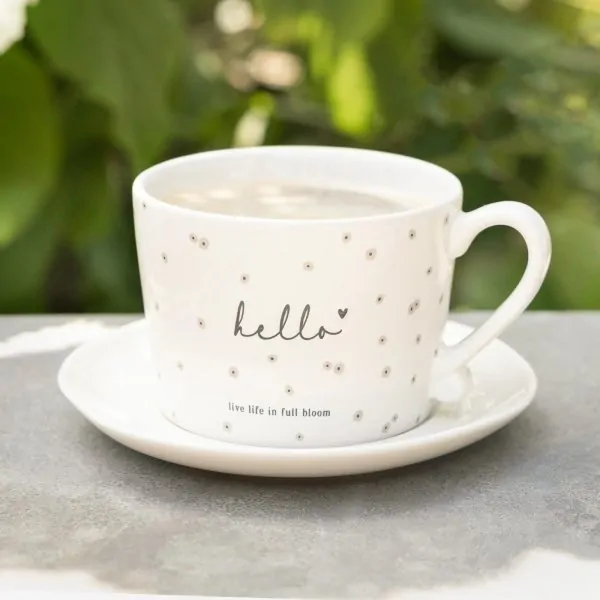 Cup "hello – live life in full bloom" large beige - Bastion Collections - Article Picture 3
