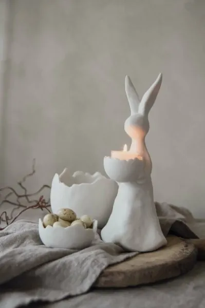 Bougie chauffe-plat lapin avec œuf - Majas Cottage - Photo de l'article 3
