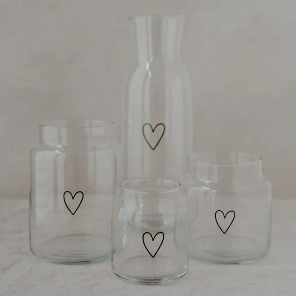 Vase of Glass heart medium black - Eulenschnitt