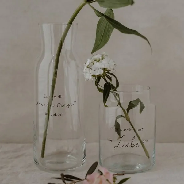 Vase of Glass "Liebe" large black - Eulenschnitt