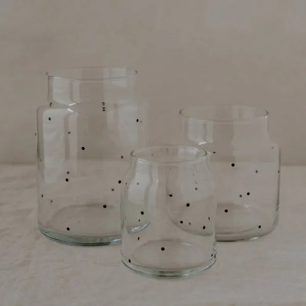 Vase of Glass dots large black - Eulenschnitt