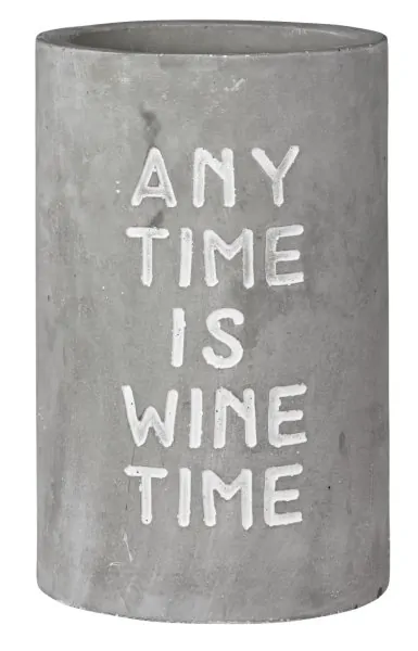 Beton Flaschenkühler mit Spruch "Any Time is Wine Time"