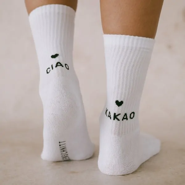 Socken "CIAO KAKAO" weiss 35-38 - Eulenschnitt Artikelbild 1