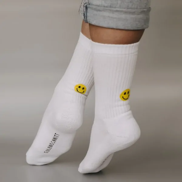 Socken gelbes Smiley weiss 35-38 - Eulenschnitt Artikelbild 3