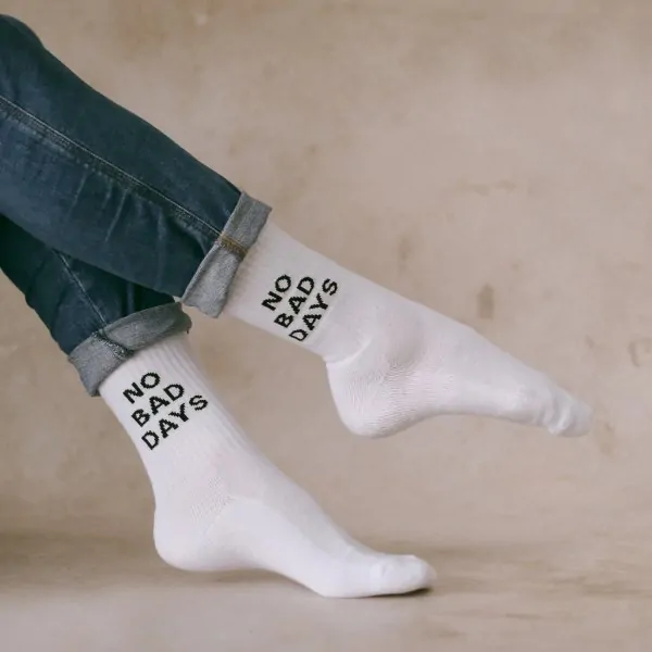 Socken "NO BAD DAYS" weiss 39-42 - Eulenschnitt Artikelbild 1