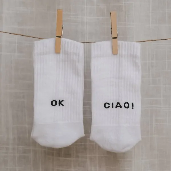Socken "OK CIAO!" weiss 35-38 - Eulenschnitt Artikelbild 3