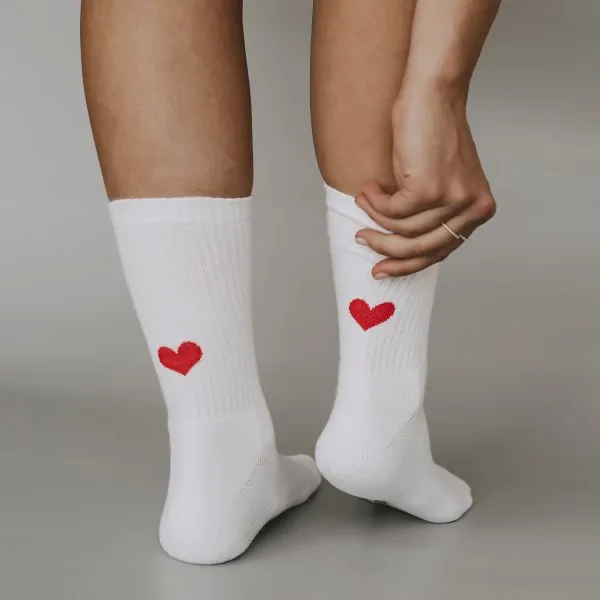 Socken rotes Herz weiss 39-42 - Eulenschnitt Artikelbild 1