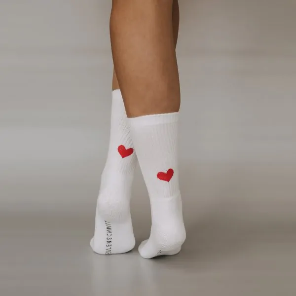 Socken rotes Herz weiss 39-42 - Eulenschnitt Artikelbild 6