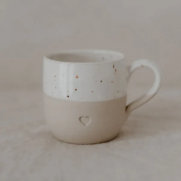 Stoneware cappuccino cup heart - handmade - Eulenschnitt - Article Picture 1