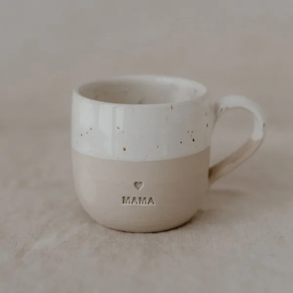 Stoneware cappuccino cup "MAMA" - handmade - Eulenschnitt - Article Picture 1