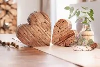 Wood décor heart set of 2