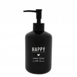 Soap dispenser with saying "HAPPY" black - Bastion Collections
