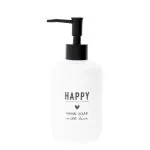 Dispenser di sapone con scritta "HAPPY" bianco - Bastion Collections